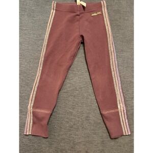 Matilda Jane Girls Burgundy Plum Rainbow Stitch Ribbed Cuff Leggings Size 4